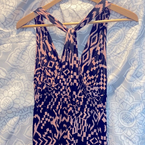 Y2K Tribal Maxi Dress - coral and black - Picture 2 of 2